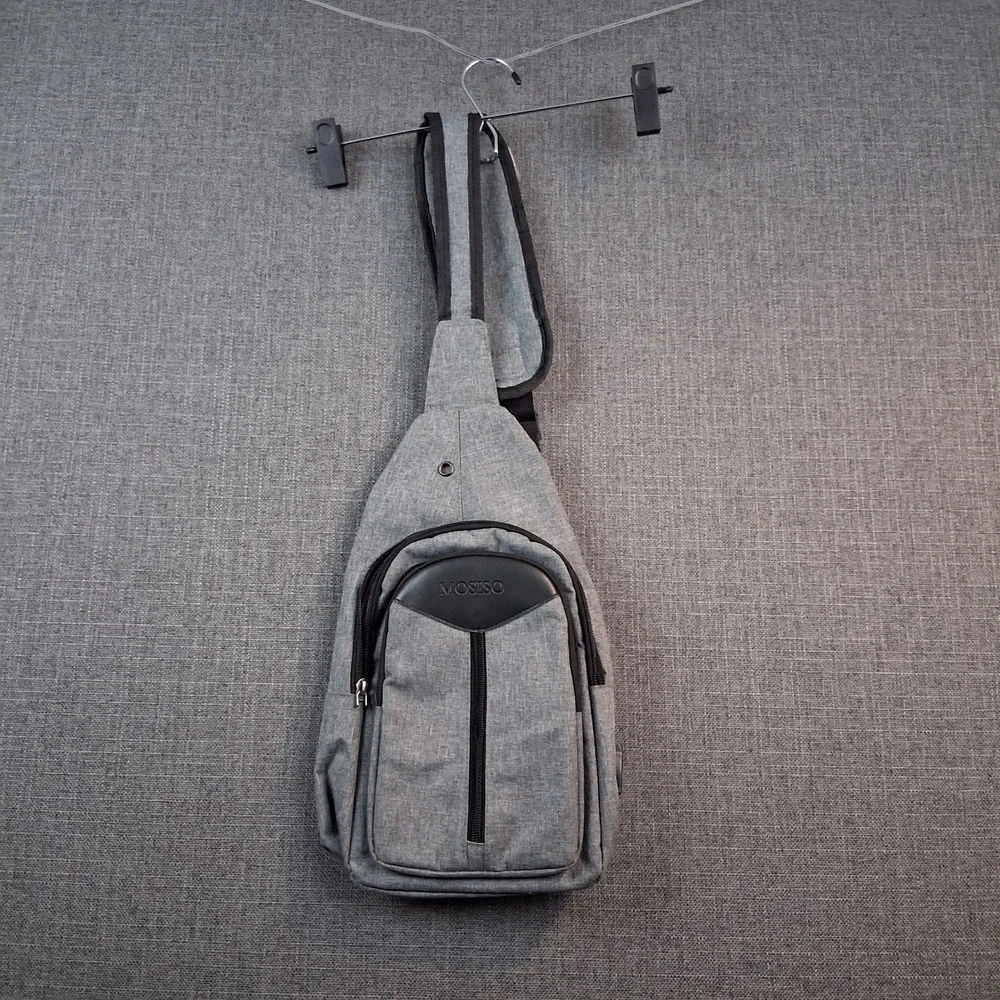 Mosiso Sling Backpack Crossbody Shoulder Bag Gray Heathered Travel Commuter Bag